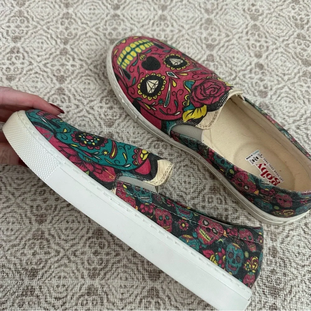 Goby Sugar Skull Graphic Slip On Sneakers | 38 - Picture 5 of 8